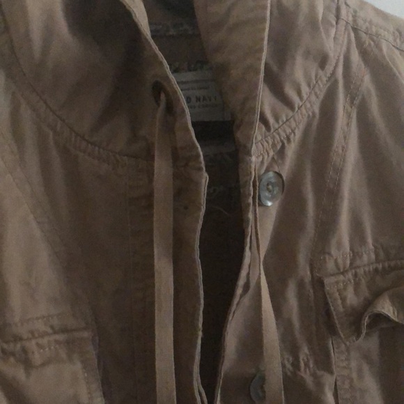 Old Navy Tan Hooded Long Button Down Utility Jacket - Picture 5 of 10